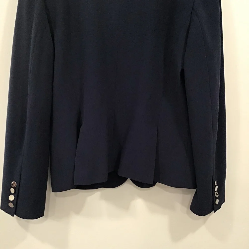 Tahari Blazer Womens Size M Navy Blue Tailored 3-Button Professional Jacket - Picture 11 of 14